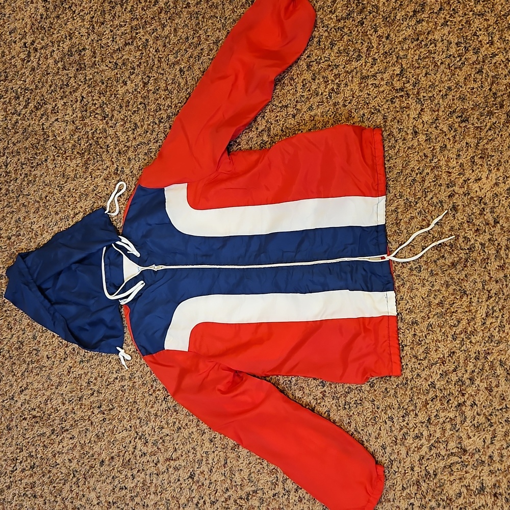 Vintage Paramount ApparelRed White Blue Hooded Zipup Jacket 14 Kids 70s 80s